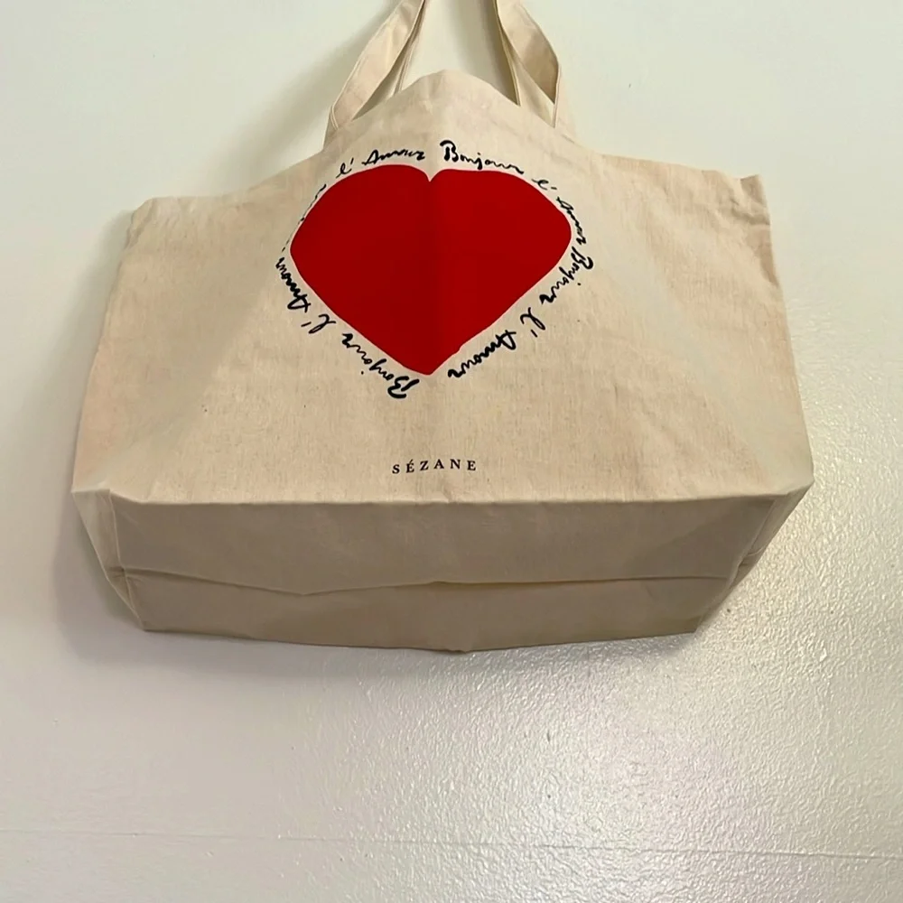 Sézane Canvas Tote Bag “Bonjour l’Amour”